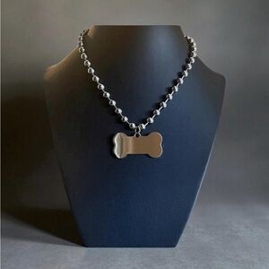 Stainless steel Dog Bone Pendant choker necklace